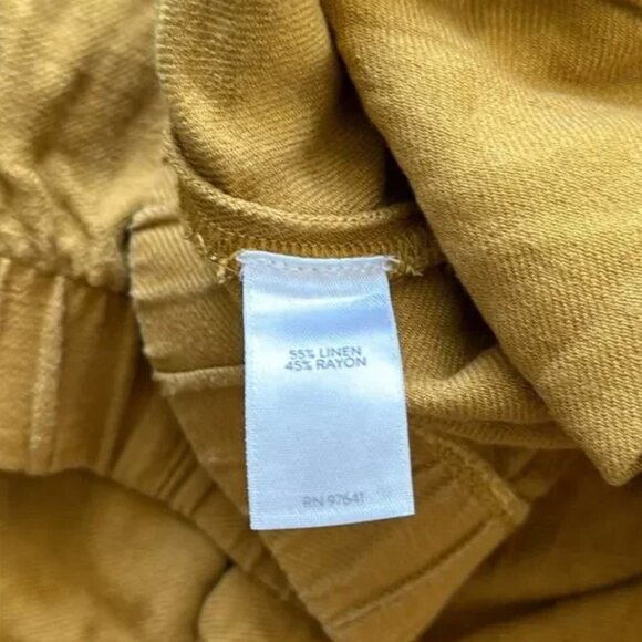 Elastic Waist Flat Front Shorts - Linen Look, Tencel Blend - GOLD - Picture 3 of 3